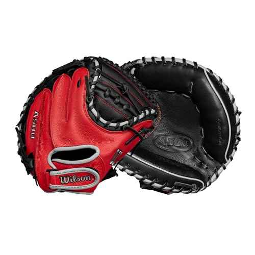 Wilson A500 32" Youth Baseball Catcher's Mitt - Right Hand Throw, Black/Red/Grey
