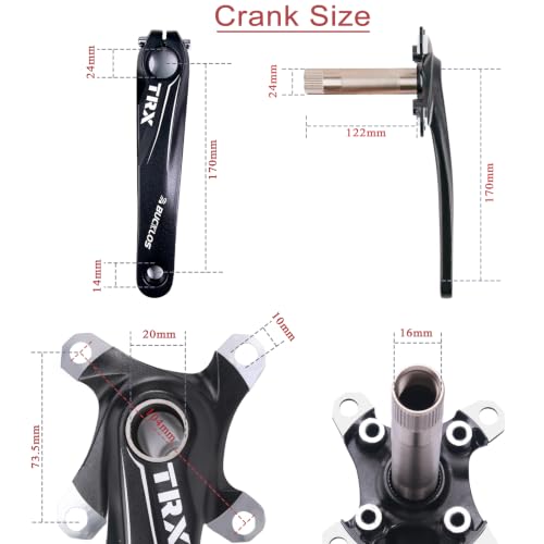 Mountain Bike Crankset 30T-42T Hollow Integrated 170mm Black - 104 BCD