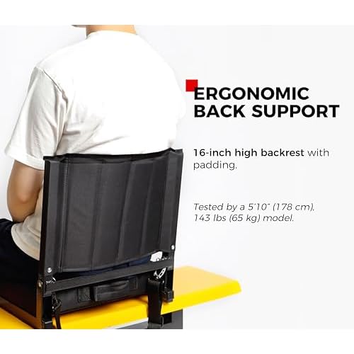 SPORT BEATS Stadium Seats with Back Support Bleacher Chairs with Back and Cushion Thick Padded Bleacher Seats Includes Shoulder Strap