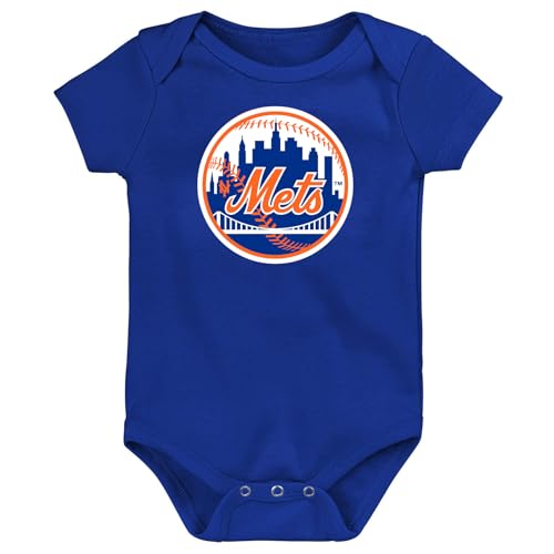 Newborn & Infant MLB Logo Creeper Bodysuit 0-24 Months - Blue, New York Mets, 3-6 Months