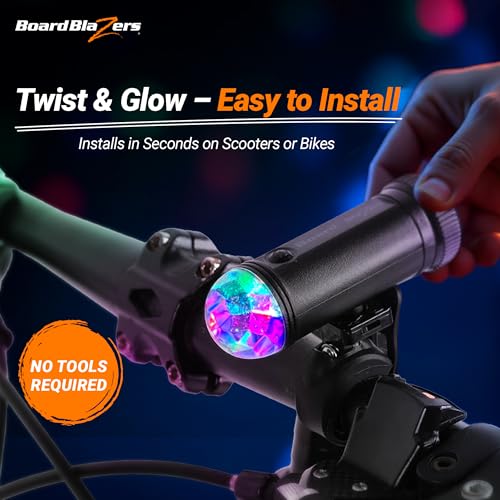 Kids Disco Scooter Lights - Tricolor LED Bike Light for Night Riding - Black