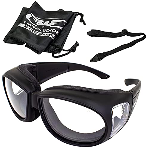 Global Vision Outfitter Padded Motorcycle Safety Glasses - Clear to Smoke Lens, Anti-Fog Over Glasses