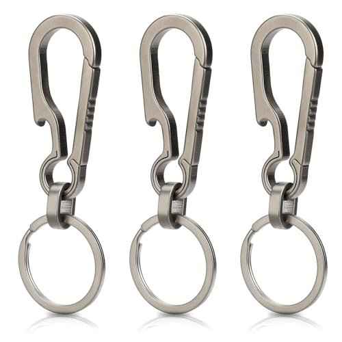 3 Pcs Titanium Carabiner Keychain Clip Hook Small Backpack Clip Heavy Duty Keychain Grips Backpack Clasps Carabin Anti Lost Quick Release Key Chain Organizer with Key Ring