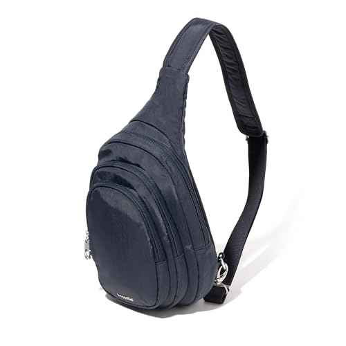 Baggallini Securtex¢ç Anti-Theft Triple Zip Sling - Travel Backpack Sling Bag Crossbody - RFID Wallet Locking Zipper