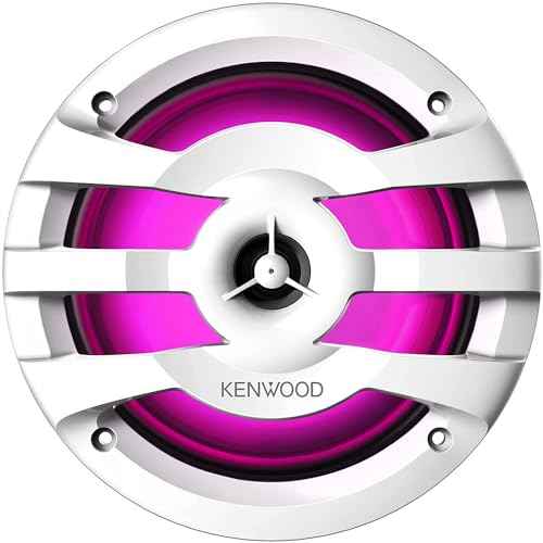 Kenwood KFC-1673MRWL 6-1/2" 2-Way Marine Speakers with Grilles (Pair) | Built-in LED Lights (White)