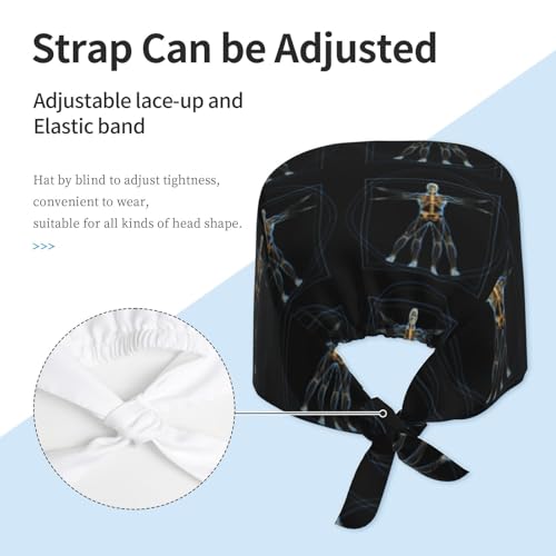 Working Cap Scrub Cap with Sweatband Adjustable Unisex Women Tie Back Hat Nurse Surgical Caps