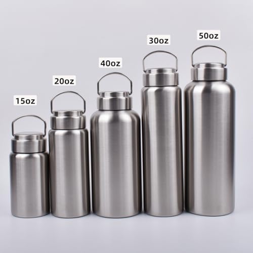 15 Oz Uninsulated Stainless Steel Water Bottle - Reusable Sports Drink Container