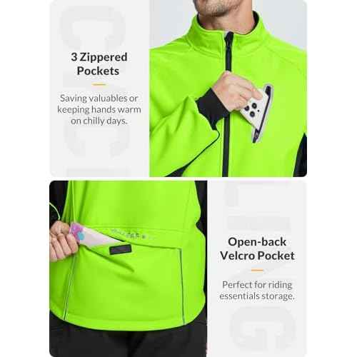 baleaf Men's Winter Cycling Jackets Water Resistant Thermal Running Softshell Jacket Warm Cold Weather Pockets