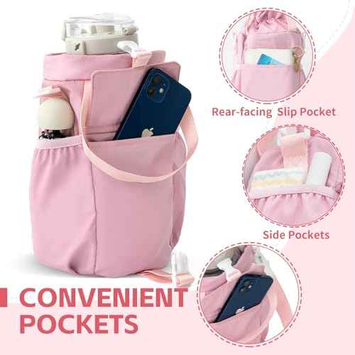 Water Bottle Holder with Strap Phone Pocket 32oz 40oz 64oz Tumbler Water Bottle Carrier Sling Bag Crossbody