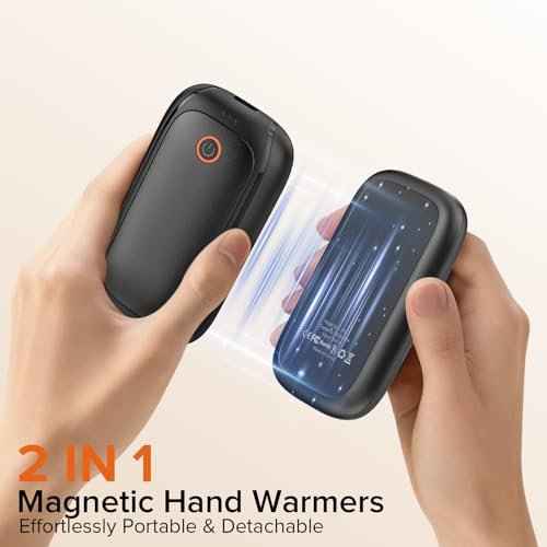 2 Pack Hand Warmers Rechargeable, Magnetic Electric Hand Warmers, 12H Max Heating Time Pocket Hand Warmers Gifts for Women Men