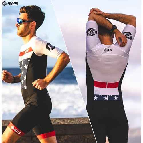 SLS3 Triathlon Suits Mens Elite Aero Tri Suit Men - Trisuit Triathlon - Full Zip, Aero Sleeves, Internal and Rear Pockets