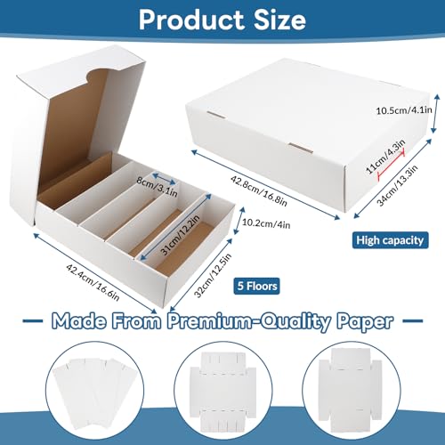 6 Pack Card Storage Box Set - Holds 3700 Trading Cards or 900 Sleeves - White Sports Organizer