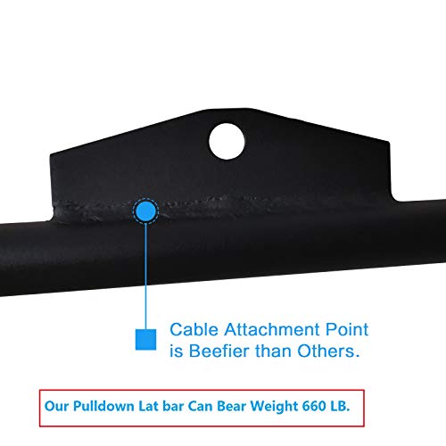 48 Inch Wide Grip Lat Pulldown Bar with Non-Slip Handle for Cable Machine - K Bar