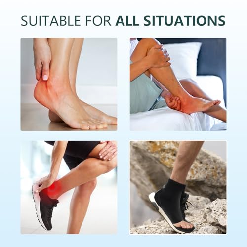 Achilles Tendon Heel Protector Sleeve - Black, Regular Size, Compression & Gel Support