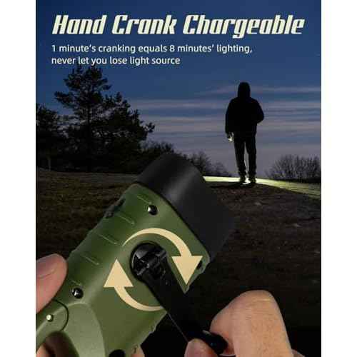 SEANCHEER Hand Crank Solar Powered Flashlights,Compact Emergency LED Flashlight Handheld Survival Flashlight,Quick Snap Carbiner Dynamo Flashlight for Outdoor,Sports,Hiking-4 Packs