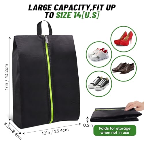 2 Pack Smell Proof Shoe Bag with Reinforced Handle - Odor-Resistant Travel Shoe Organizer for Men