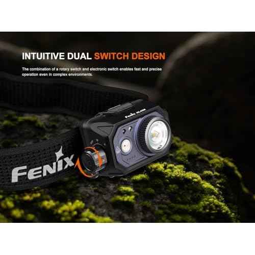 Fenix HL45R 1000 Lumen Zoomable Headlamp, USB-C Rechargeable, 3X AAA Dual Fuel, Gesture Sensing, Adjustable Focus with Floodlight,Spotlight, Red Light and Organizer
