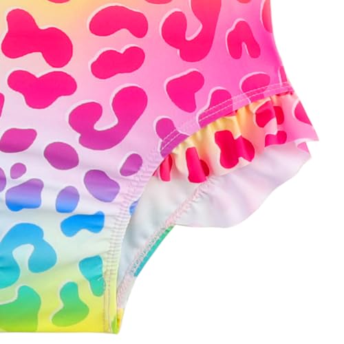 Rainbow Leopard Baby & Toddler Girl Long Sleeve Ruffle Swimsuit 2-3T - UPF 50+ Sun Protection