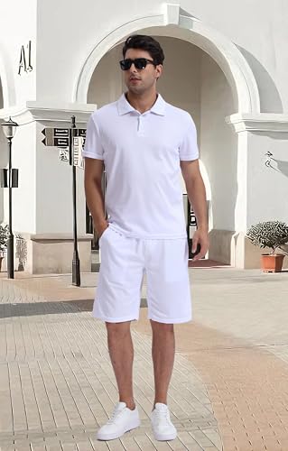 Men's Performance Golf Polo Shirt Small White Moisture Wicking Quick Dry Activewear