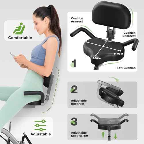 Exercise Bike, 5 in 1 Foldable Stationary Bike for Seniors, 16-Level Adjustable Magentic Resistance, Indoor Workout Bike with 330LB Capacity, Comfortable Seat Backrest X-bike