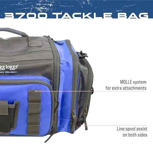 FROGG TOGGS Heavy Duty Fishing Tackle Duffle Bag, Includes Bait Trays, Blue, 3600