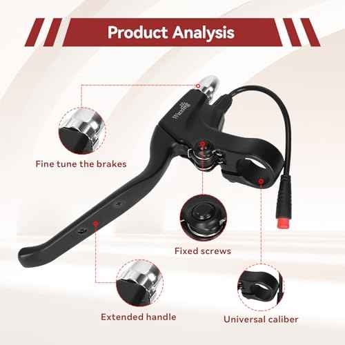 Waterproof 2 Wires Left & Right E-Bike Brake Lever, Electronic Brake Lever Handle Bar Grips E-Bike Replacement Parts for Electric Bicycle E-Bike Scooter