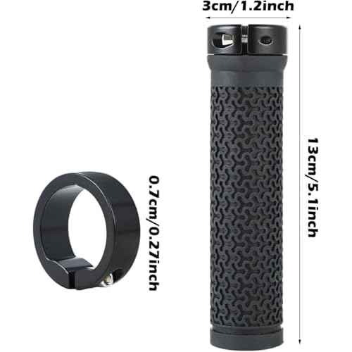 Bike Handlebar Grips 131mm Rubber Ergonomic Anti-Slip Bicycle Grips with End Caps & Screws, Shock-Absorbing Comfortable Lock-On Grips for 22.2mm MTB BMX Folding Bike E-Bike City Scooter