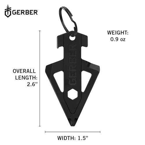 Gerber Gear Broadhead Keychain 5-in-1 Multitool, Clips to Pocket or Keychain with Bottle Opener, Flat Head Driver, Package Opener, Cross Driver and 1/4" Socket, EDC Gear for Everyday Carry