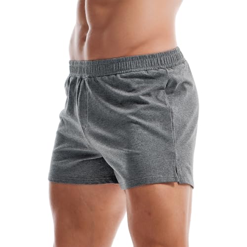 Mens 3 Inch Cotton Blend Gym Shorts - Large Dark Gray