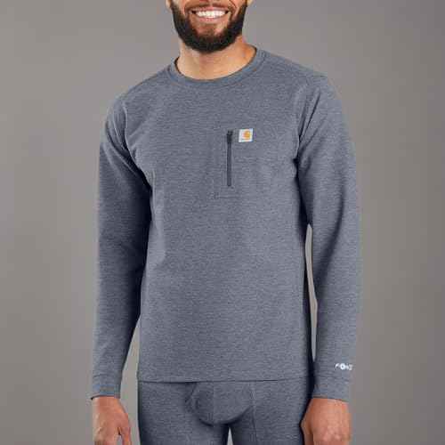 Carhartt Men's MBL110 Base Force¢ç Heavyweight Base Layer Crew - X-Large Tall - Navy Heather