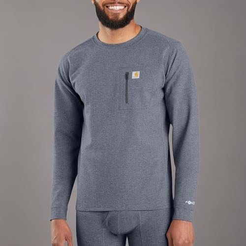 Carhartt Men's MBL110 Base Force¢ç Heavyweight Base Layer Crew - Large Tall - Navy Heather
