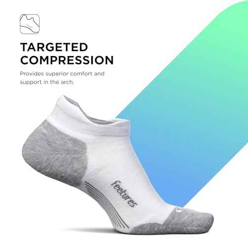 Feetures Elite Max Cushion No Show Tab Ankle Socks - Sport Sock with Targeted Compression