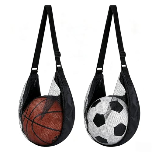 Mesh Sling Ball Bag for Soccer, Basketball & Volleyball - Portable Sports Gear
