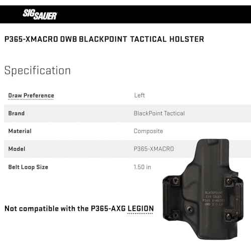 SIG SAUER P365 X-Macro OWB BlackPoint Tactical Right/Left Hand Lightweight Durable Weather-Resistant Adjustable Concealed Carry Hip Handgun Holster