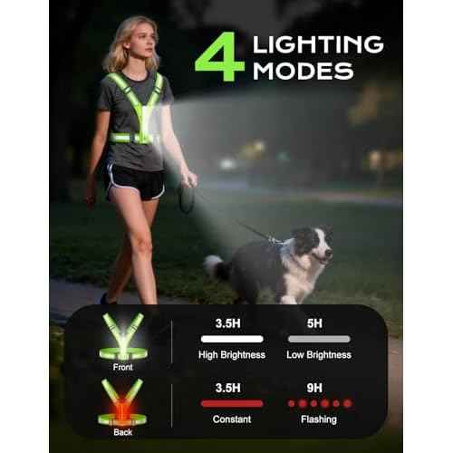 LED Reflective Vest Super Bright Lighting, 360¡Æ Visible Running Light for Runners, Waterproof Adjustable Reflective Running Vest Headlamp for Men/Women/Kids Night Walking/Running/Cycling