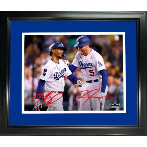 Framed Freddie Freeman & Mookie Betts Dual Los Angeles Dodgers Facsimile Laser Engraved Signature Auto 11"x14" Baseball Photo HOFSM Holo