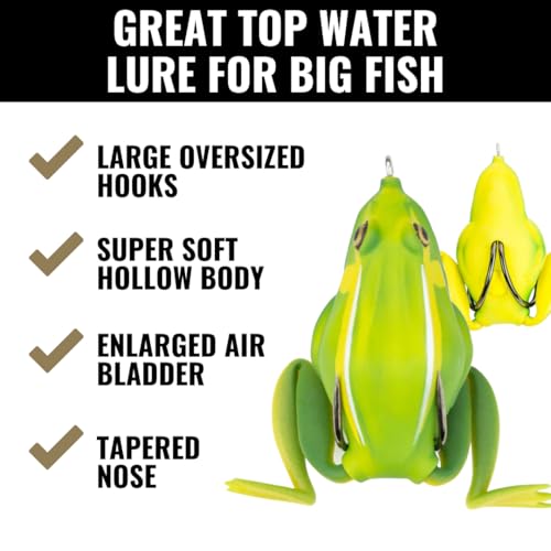 Lunkerhunt Combat Frog Lure - Jungle Topwater Fishing Lure for Bass and Trout