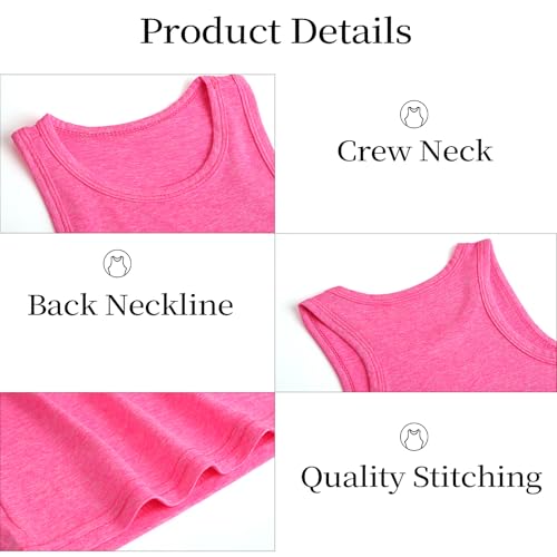 Girls Active Quick Dry Tank Top Pack for Kids - 7-8 Years, Light Blue, Red, Pink & Purple