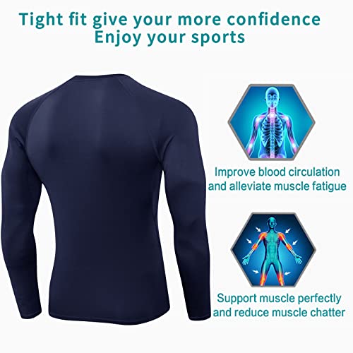 Men's Compression Long Sleeve Workout Shirt - Medium Navy, 1 Pack