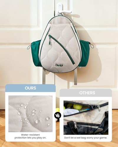Light Green Tennis Backpack for Women and Men Holds 1-2 Rackets, With Shoe Compartment