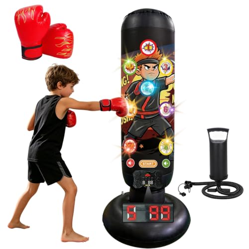 Kids Boxing Punching Bag Set with Gloves and Music Mat - Durable & Fun