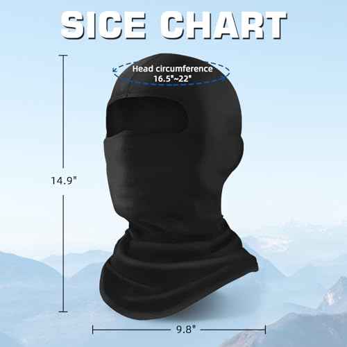 Xeoxarel 9 Pcs Ski Mask for Men Full Face Cover UV Sun Protection Balaclava