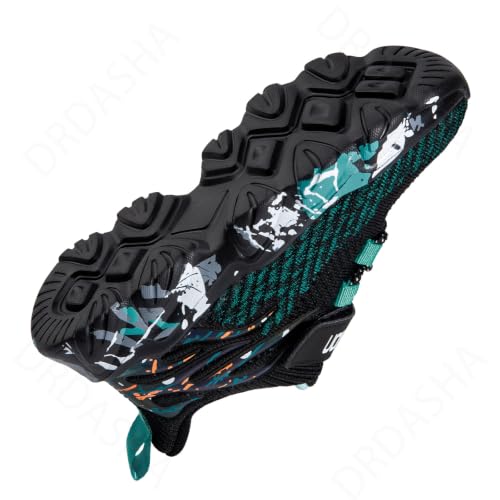 Kids Lightweight Sports Tennis Sneakers Boys Girls Shoes - Black-Blue 1 Little Kid