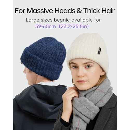 Zylioo Oversize XXL Chunky Beanie Cap for Men Women,Stretchy Thick Warm Knit Hat,Winter Snow Hats for Cold Weather