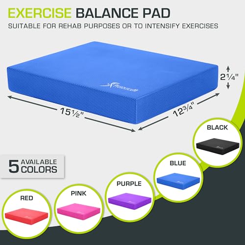 ProsourceFit Exercise Balance Pad ? Large Cushioned Non-Slip Foam Mat & Knee Pad for Fitness, Stability Training, Physical Therapy, Yoga 15"x19"