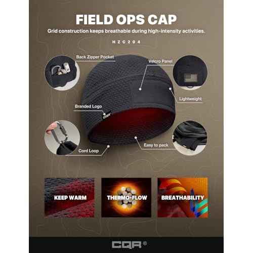 CQR Men's Fleece Tactical Beanie, Lightweight Army Military Skull Cap, Soft Warm Winter Hat with Small Pocket