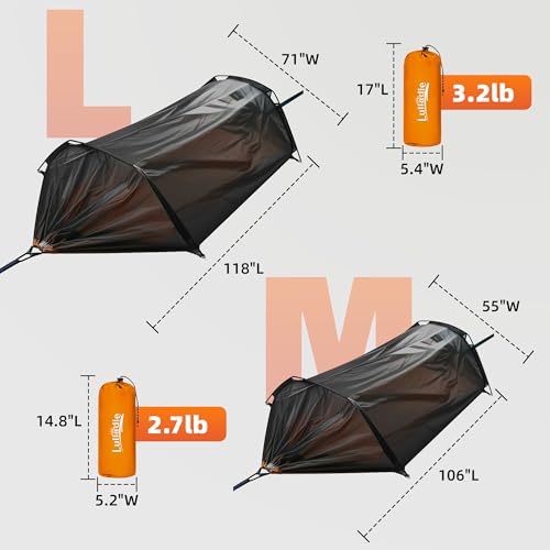 Orange & Grey Camping Hammock with Mosquito Net, 500lbs Capacity, Portable Double/Single