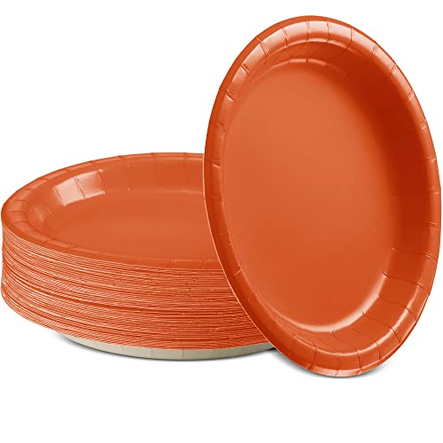 Orange Disposable Paper Plates 7 Inch Pack of 50 - Strong & Sturdy Party Dinnerware