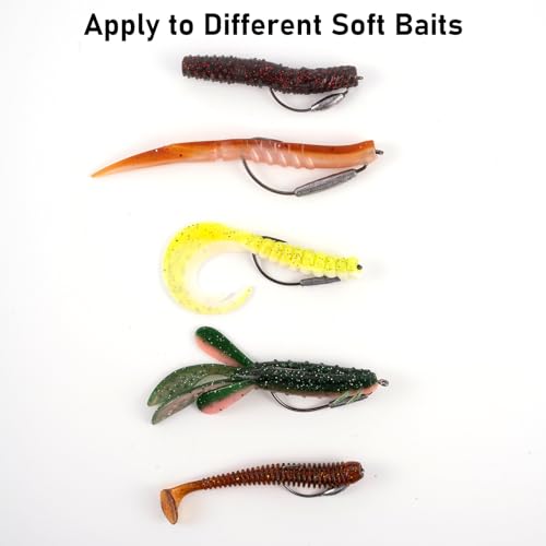 15 Pack Weighted Worm Hooks - 1/16oz Extra Wide Gap Fishing Hooks for Bass, Texas & Carolina Rig