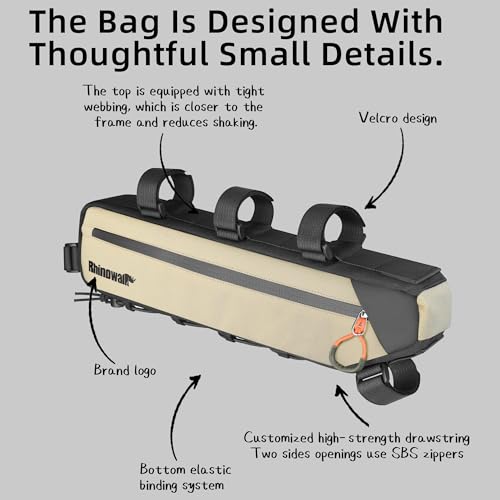 Rhinowalk Top Tube Bag Bicycle Frame Bag 2.7L for Road & Gravel Bikes - Black